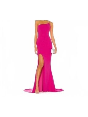 NWT Nookie Hot Pink One-Shoulder Evening Gown with Side Slit